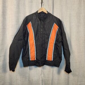 Biker Design Water Resistant Motorcycle Jacket Men's L Black Orange Reflective